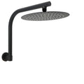 10" SUS Round Rain Shower Head with Gooseneck Swivel Wall Arm - Matte Black