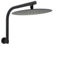 12" Large Round Matte Black Rain Shower Head with Gooseneck Swivel Wall Arm Set - Matte Black
