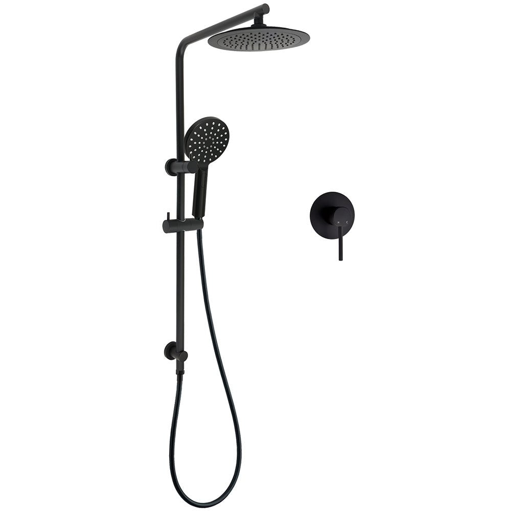 WELS Matt Black 2in1 Round 9" Rainfall Shower Head & 3 Modes Handheld Silde Rail Mixer Set - Furniture > Bathroom > Shower Heads & Screens - Rivercity House & Home Co. (ABN 18 642 972 209) - Affordable Modern Furniture Australia