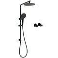 9" Matte Black 2-in-1 Round Rainfall & 3-Mode Handheld Slide Rail Shower Set
