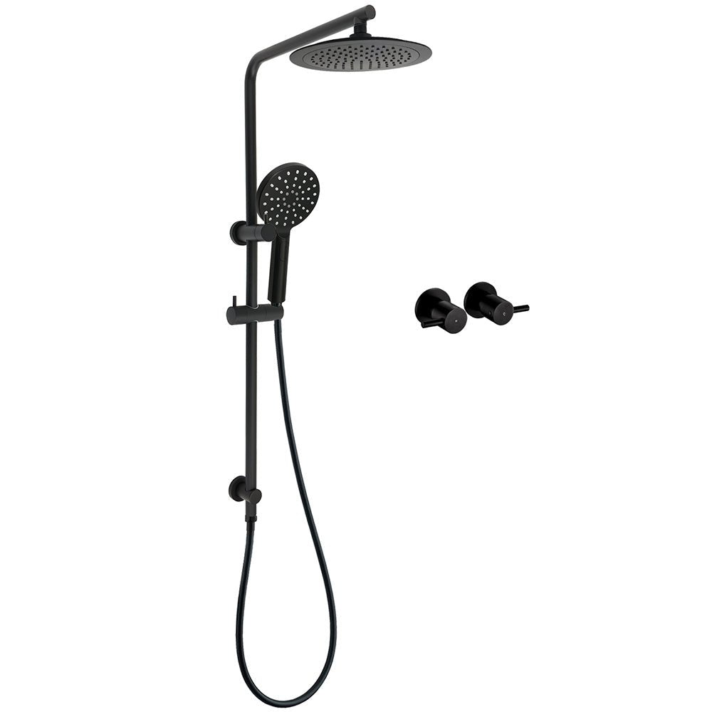 WELS Matt Black 2in1 Round 9" Rainfall Shower Head & 3 Modes Handheld Silde Rail Taps Set - Furniture > Bathroom > Shower Heads & Screens - Rivercity House & Home Co. (ABN 18 642 972 209) - Affordable Modern Furniture Australia