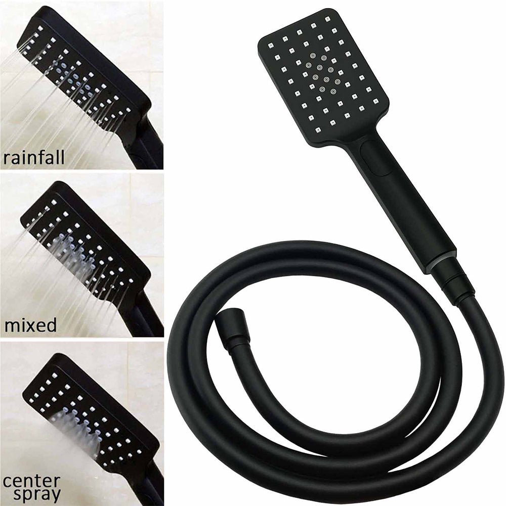 WELS Matt Black 2in1 Set Square 10" Shower Rain Head Handheld Adjustable Silde Rail - Furniture > Bathroom > Shower Heads & Screens - Rivercity House & Home Co. (ABN 18 642 972 209) - Affordable Modern Furniture Australia