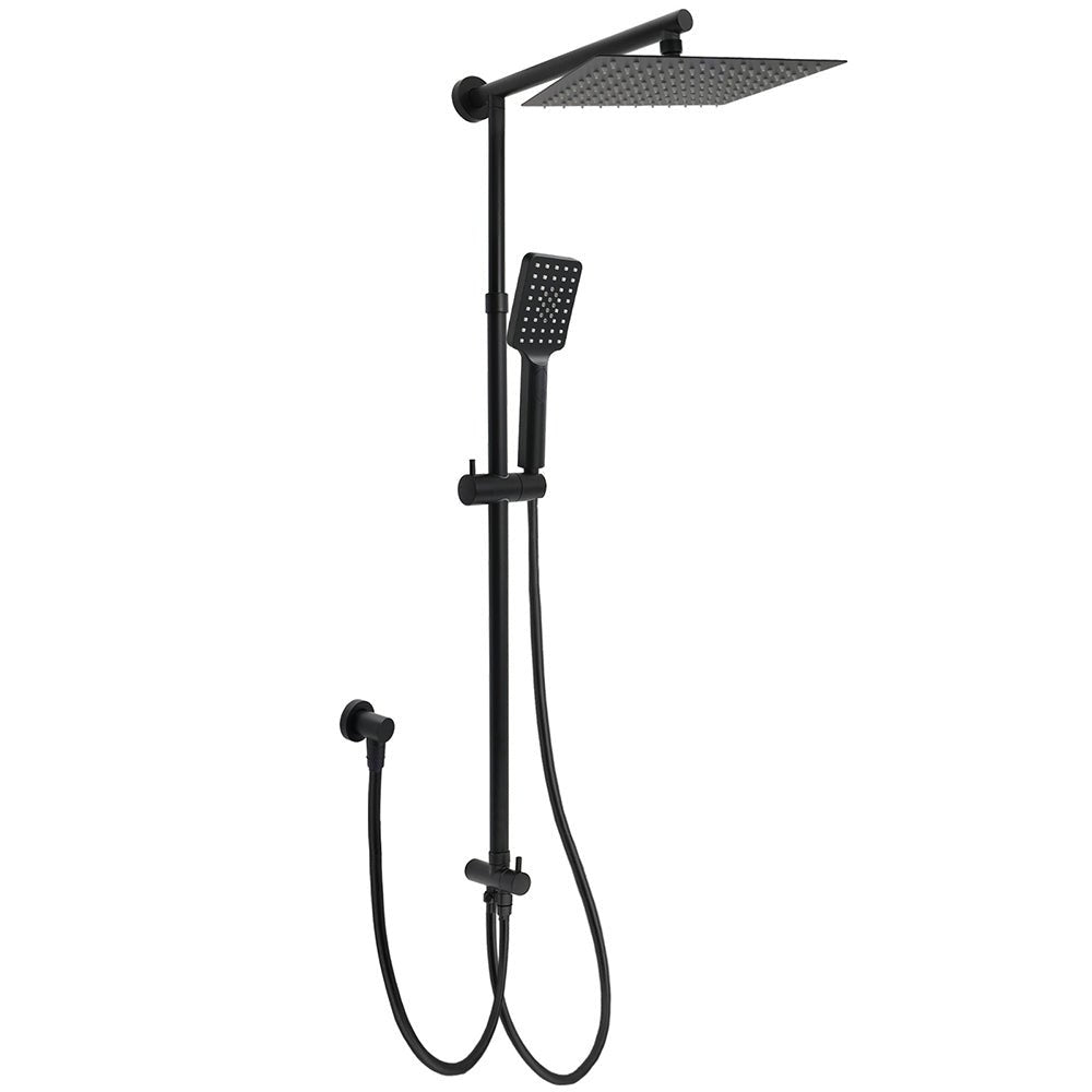 WELS Matt Black 2in1 Set Square 10" Shower Rain Head Handheld Adjustable Silde Rail - Furniture > Bathroom > Shower Heads & Screens - Rivercity House & Home Co. (ABN 18 642 972 209) - Affordable Modern Furniture Australia