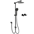 2in1 8" Round Shower Head Set with Sliding Rail, 3-Mode Handheld & Twin Taps - Matte Black