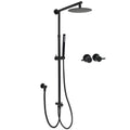 2in1 8" Round Shower Head Set with Sliding Rail & Twin Taps - Matte Black