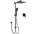 10" Matte Black 2in1 Square Rain Shower Head with 3-Mode Handheld, Adjustable Rail Set & Mixer