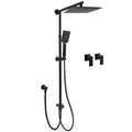 10" Matte Black 2in1 Square Rain Shower Head with 3-Mode Handheld & Adjustable Rail Twin Taps Set