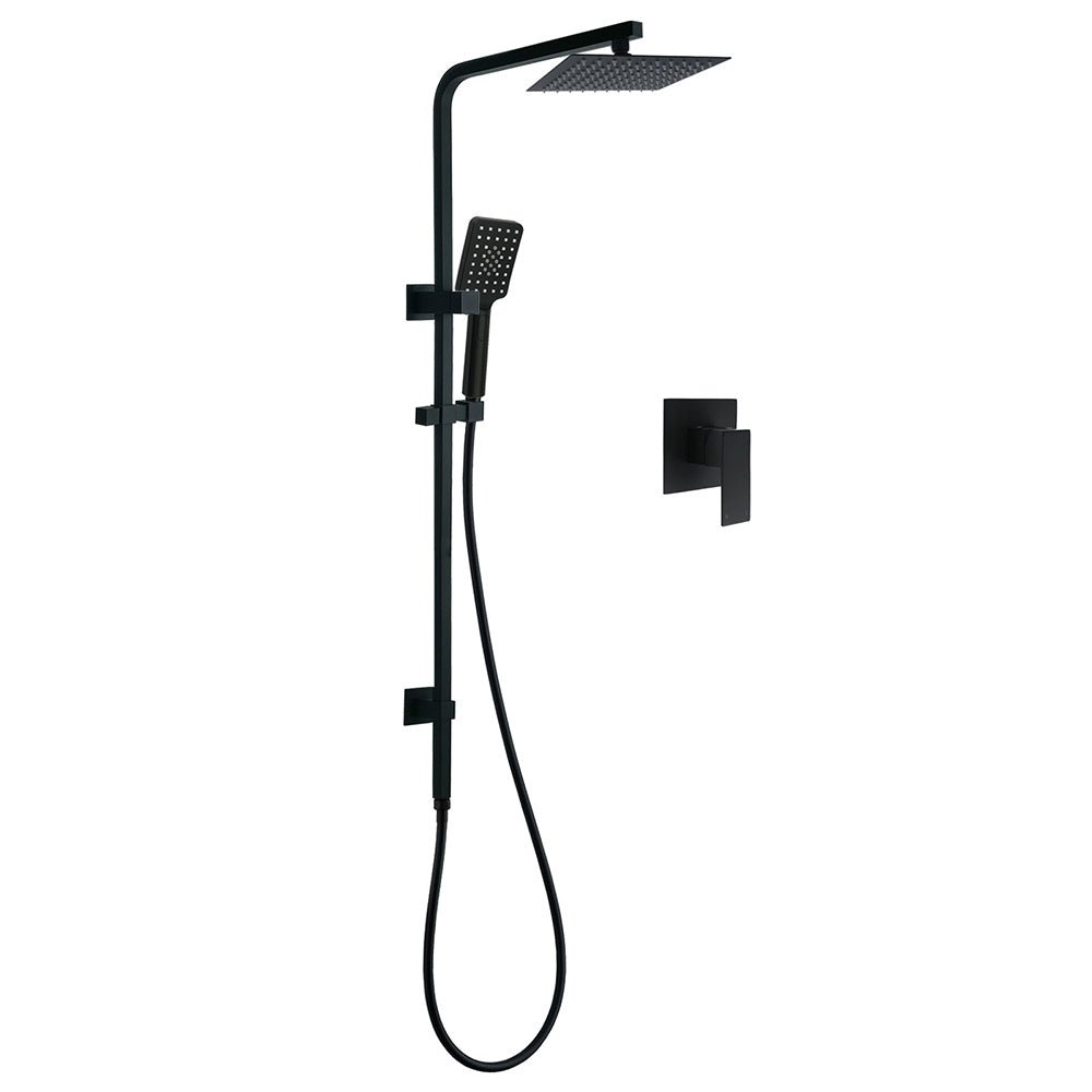 WELS Matt Black 8" Rainfall Shower Head 3 Modes Handheld Wall Rail Arm 2in1 Mixer Set - Furniture > Bathroom > Shower Heads & Screens - Rivercity House & Home Co. (ABN 18 642 972 209) - Affordable Modern Furniture Australia