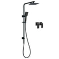 8" Matte Black 2in1 Rainfall & Handheld Shower Head Set with Wall Rail and Twin Taps - Matte Black