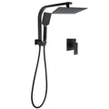 8" Matte Black 2-in-1 Square Shower Head with Handheld, Gooseneck Arm & Mixer Set
