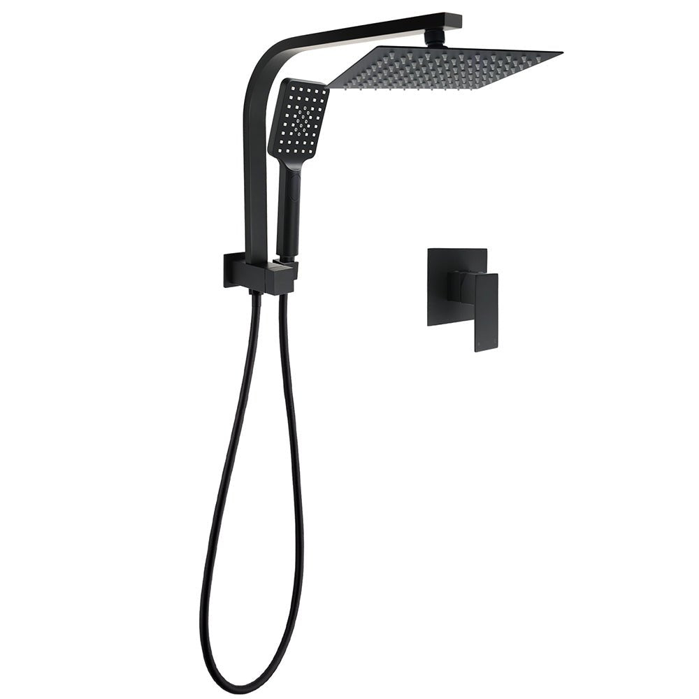 WELS Matt Black 8" Shower Head 3 Modes Handheld Gooseneck Arm Square 2in1 Set Mixer - Furniture > Bathroom > Shower Heads & Screens - Rivercity House & Home Co. (ABN 18 642 972 209) - Affordable Modern Furniture Australia