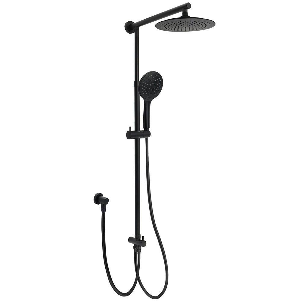 WELS Matt Black 9" Round Rain Shower Head Handheld Adjustable Rail Arm Elbow 2in1 Set - Furniture > Bathroom > Shower Heads & Screens - Rivercity House & Home Co. (ABN 18 642 972 209) - Affordable Modern Furniture Australia