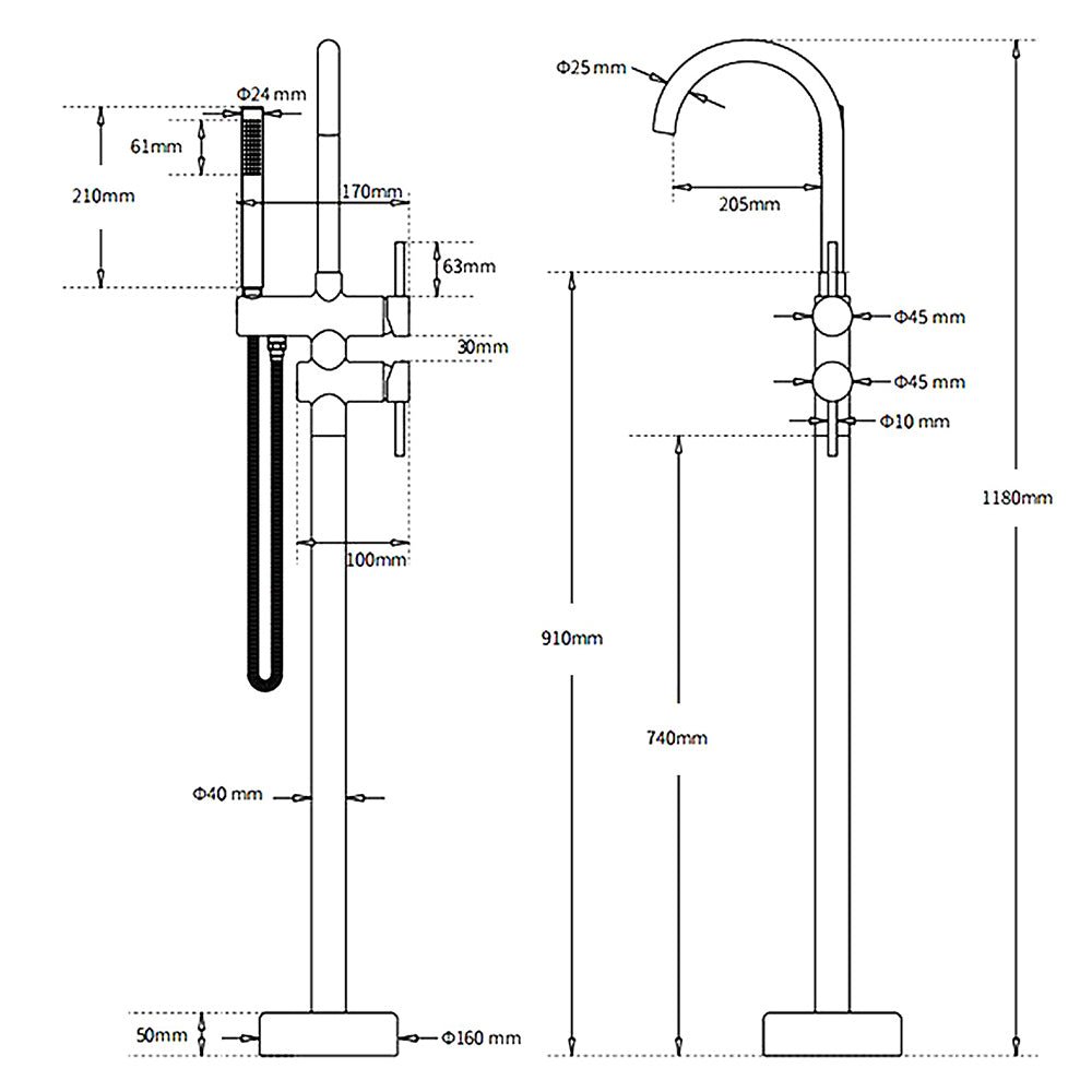 WELS Matt Black Bathtub Filler Free Standing Mixer Faucet Tap Spout HandHeld Set - Furniture > Bathroom > Shower Heads & Screens - Rivercity House & Home Co. (ABN 18 642 972 209) - Affordable Modern Furniture Australia