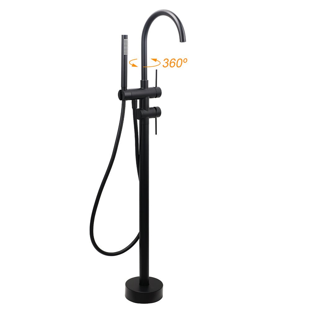 WELS Matt Black Bathtub Filler Free Standing Mixer Faucet Tap Spout HandHeld Set - Furniture > Bathroom > Shower Heads & Screens - Rivercity House & Home Co. (ABN 18 642 972 209) - Affordable Modern Furniture Australia