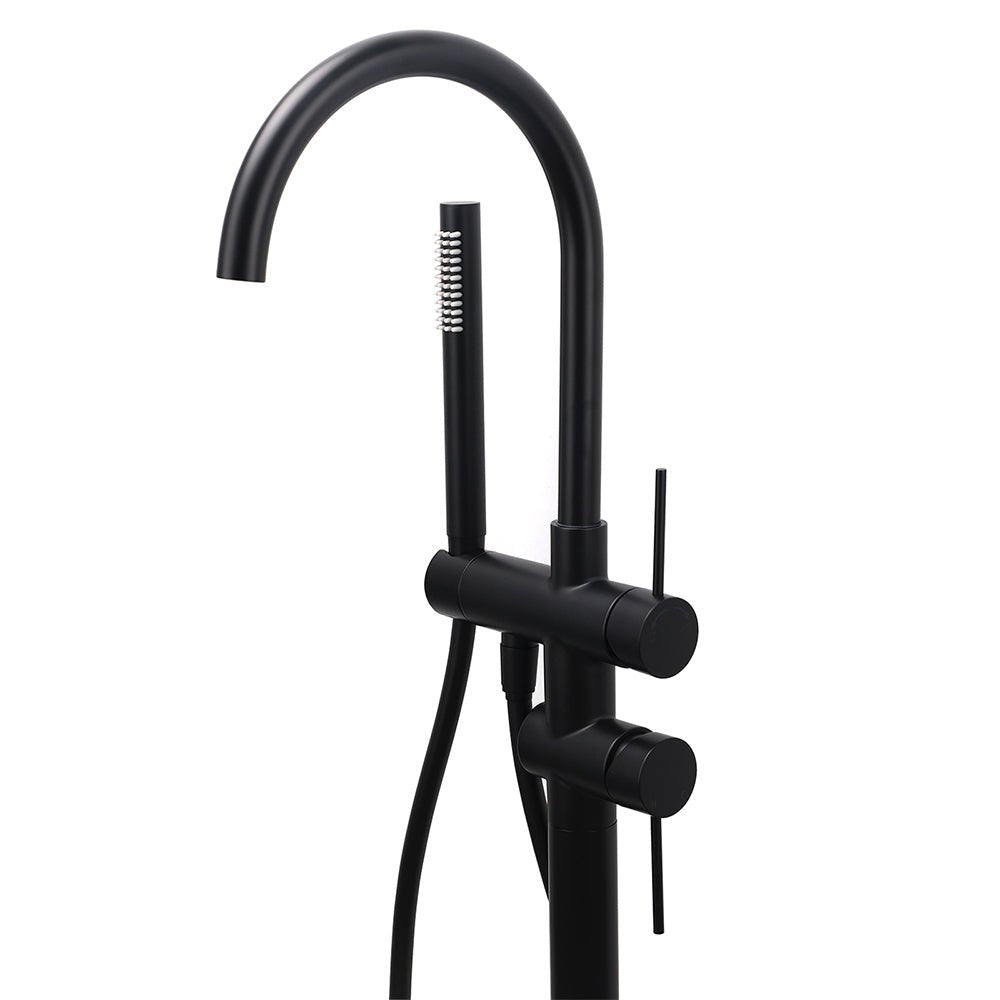 WELS Matt Black Bathtub Filler Free Standing Mixer Faucet Tap Spout HandHeld Set - Furniture > Bathroom > Shower Heads & Screens - Rivercity House & Home Co. (ABN 18 642 972 209) - Affordable Modern Furniture Australia