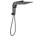 16" Extra Large Matte Black Dual Shower Head Set with 3-Mode Handheld & Gooseneck Arm Diverter - Matte Black