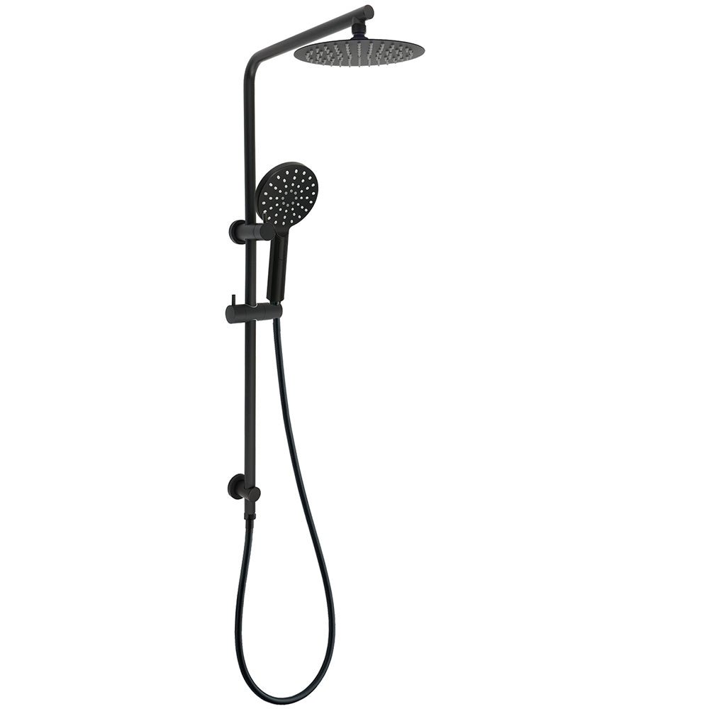 WELS Matt Black Round 2in1 8" Shower Head Sliding Rail Arm 3 Modes Handheld Set - Furniture > Bathroom > Shower Heads & Screens - Rivercity House & Home Co. (ABN 18 642 972 209) - Affordable Modern Furniture Australia