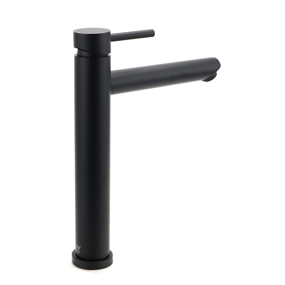 WELS Matt Black Round Tall Basin Mixer Vanity Bathroon Sink Tap Laundry Faucet - Furniture > Bathroom > Shower Heads & Screens - Rivercity House & Home Co. (ABN 18 642 972 209) - Affordable Modern Furniture Australia