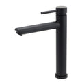 Tall Round Matte Black Basin Mixer Vanity Sink Tap Laundry Faucet - Black