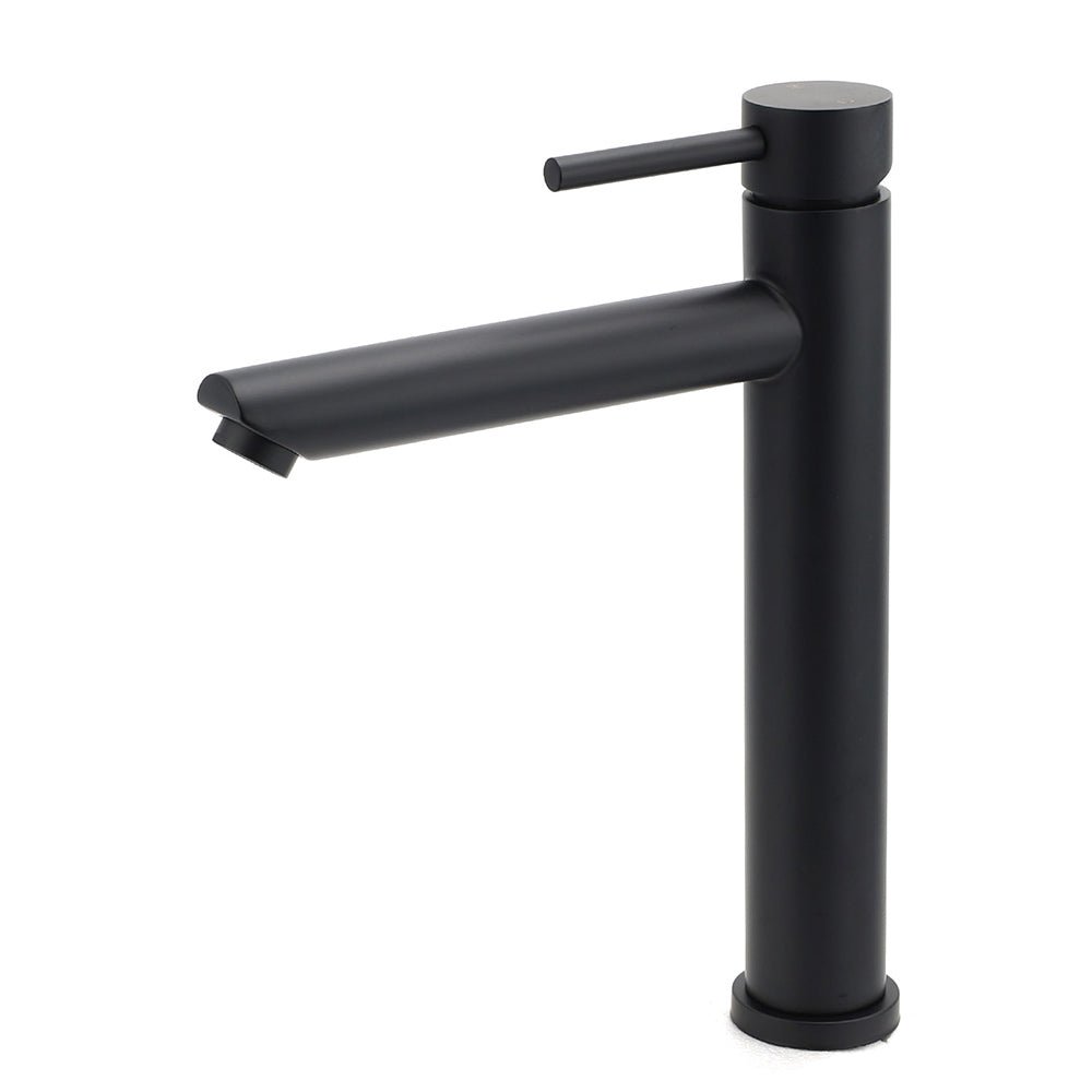 WELS Matt Black Round Tall Basin Mixer Vanity Bathroon Sink Tap Laundry Faucet - Furniture > Bathroom > Shower Heads & Screens - Rivercity House & Home Co. (ABN 18 642 972 209) - Affordable Modern Furniture Australia