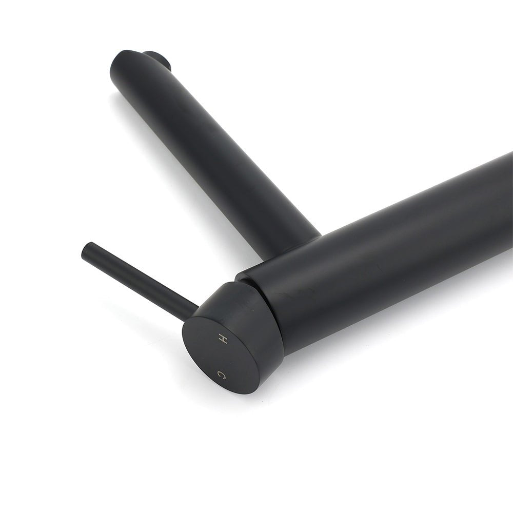 WELS Matt Black Round Tall Basin Mixer Vanity Bathroon Sink Tap Laundry Faucet - Furniture > Bathroom > Shower Heads & Screens - Rivercity House & Home Co. (ABN 18 642 972 209) - Affordable Modern Furniture Australia
