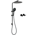 12" Large Matte Black Rain Shower Set with Handheld, Sliding Rail & Round Taps - Matte Black