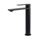 Tall Square Basin Mixer Vanity Sink Faucet with Flat Lever Handle - Matte Black
