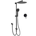 12" Twin Round Shower Head Set with Handheld, Flexible Rail & Mixer - Matte Black