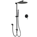 12" Twin Round Shower Head Set with Handheld, Rail, Wall Arm & Mixer - Matte Black
