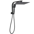 12" Large Matte Black Twin Shower Set with 3-Mode Handheld & Gooseneck Diverter - Matte Black