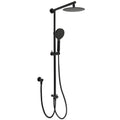 Twin 8" Round Shower Head Set with 3-Mode Handheld, Sliding Rail & Elbow Inlet - Matte Black