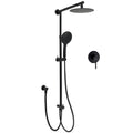 Twin Shower Set with 8" Round Rainfall Head, 3-Mode Handheld & Mixer Sliding Rail - Matte Black