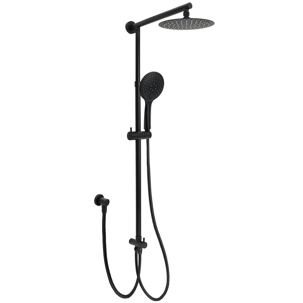 WELS Matt Black Twin Shower 8" Round Head Set Sliding Rail 3 Mode Handheld Rose - Furniture > Bathroom > Shower Heads & Screens - Rivercity House & Home Co. (ABN 18 642 972 209) - Affordable Modern Furniture Australia