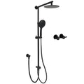 Matte Black 8" Round Twin Shower Head Set with Sliding Rail, 3-Mode Handheld & Taps
