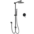 KYLINS Matte Black 8" Round Twin Shower Set with Sliding Rail, Handheld & Mixer - Matte Black