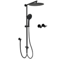 12" 2-in-1 Round Shower Head Set with Handheld, Diverter Rail, Wall Arm & Twin Taps - Matte Black