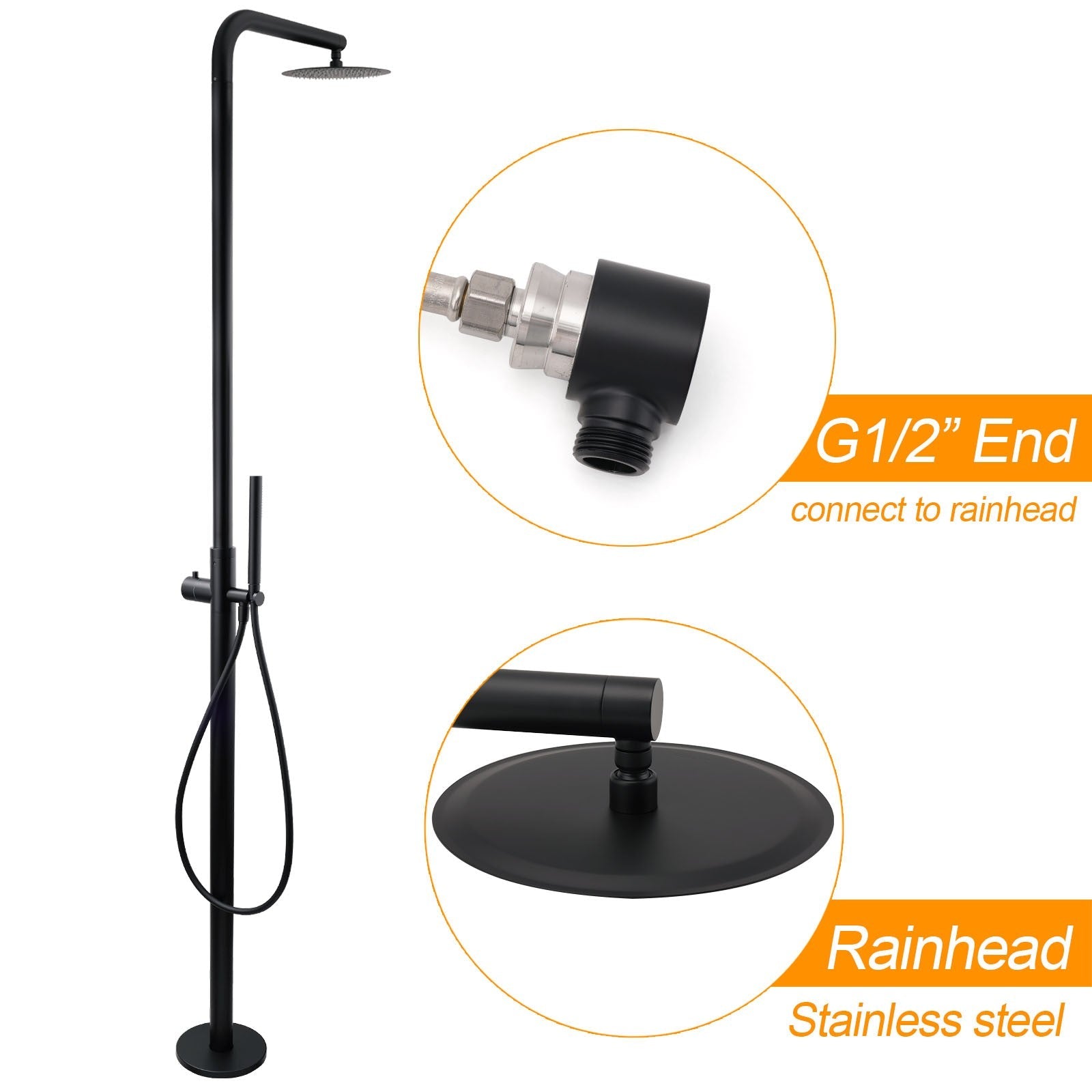 WELS Matte Black 316SUS Dual Shower Set Outdoor Bath System Rainfall 10" Head - Furniture > Bathroom > Shower Heads & Screens - Rivercity House & Home Co. (ABN 18 642 972 209) - Affordable Modern Furniture Australia