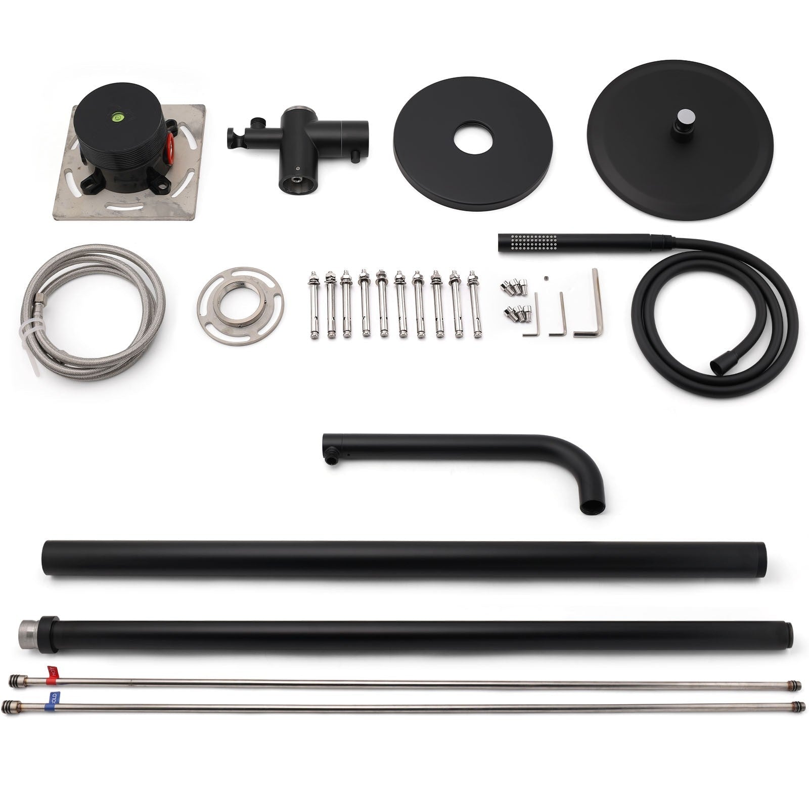 WELS Matte Black 316SUS Dual Shower Set Outdoor Bath System Rainfall 10" Head - Furniture > Bathroom > Shower Heads & Screens - Rivercity House & Home Co. (ABN 18 642 972 209) - Affordable Modern Furniture Australia