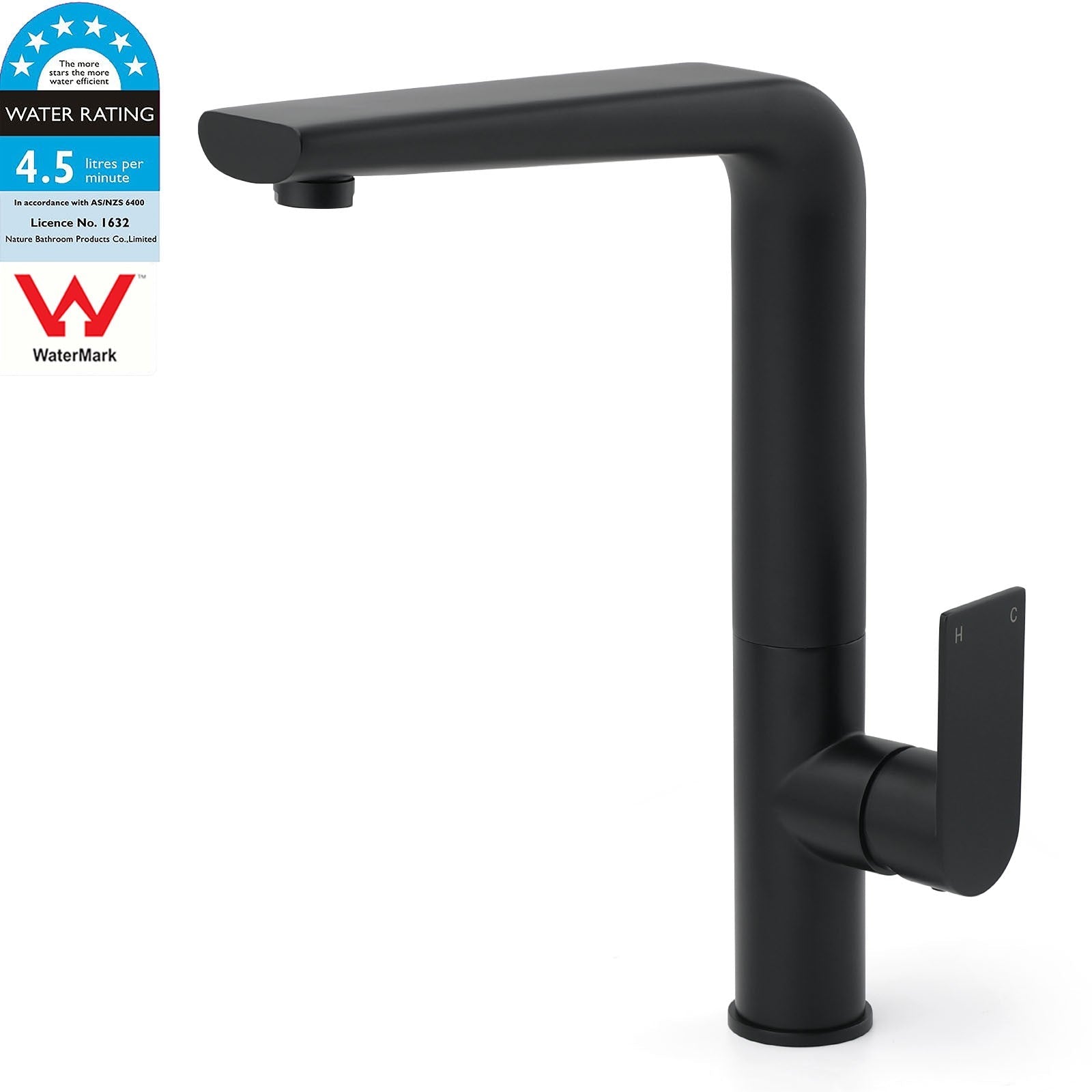 WELS Matte Black Round Kitchen Mixer Sink Tap Swivel Laundry Faucet Spout NEW - Furniture > Bathroom > Shower Heads & Screens - Rivercity House & Home Co. (ABN 18 642 972 209) - Affordable Modern Furniture Australia