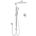 12" Round Dual Rain Shower Head with 3-Mode Handheld & Wall Rail Mixer Valve Set - Chrome