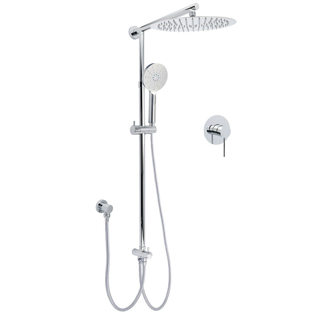 WELS Round 12" Rain Dual Shower Head 3 Modes Handheld Wall Rail Chrome Mixer Valve Set - Furniture > Bathroom > Shower Heads & Screens - Rivercity House & Home Co. (ABN 18 642 972 209) - Affordable Modern Furniture Australia