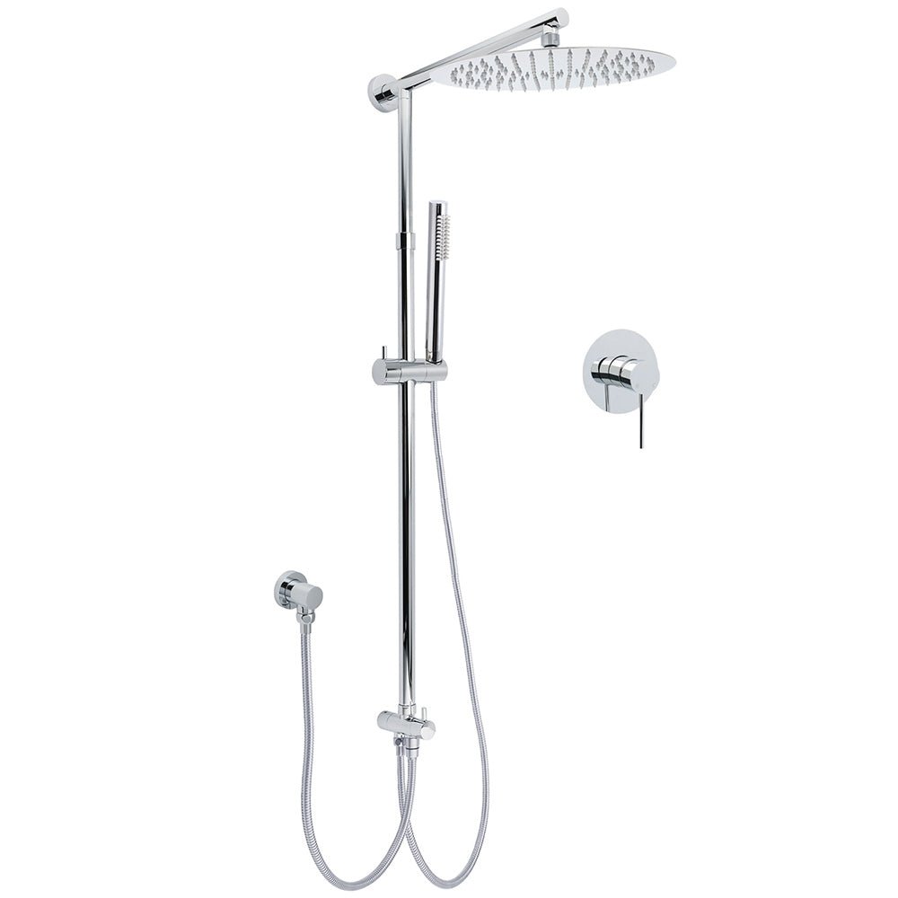 WELS Round 12" Rain Twin Shower Head Stainless Steel Handheld Wall Rail Chrome Mixer Valve Set - Furniture > Bathroom > Shower Heads & Screens - Rivercity House & Home Co. (ABN 18 642 972 209) - Affordable Modern Furniture Australia