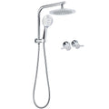 9" Round Twin Shower Head 3-Mode Handheld with Gooseneck Wall Arm 2-in-1 Combo Taps Set - Chrome