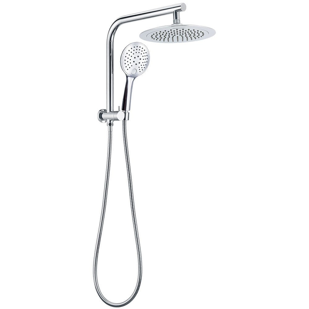 WELS Round 9" Twin Shower Head 3 Modes Handheld Gooseneck Wall Arm 2 in 1 Combo - Furniture > Bathroom > Shower Heads & Screens - Rivercity House & Home Co. (ABN 18 642 972 209) - Affordable Modern Furniture Australia
