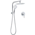 10" Round Twin Shower Head 3-Mode Handheld Gooseneck Wall Mixer Set - Chrome