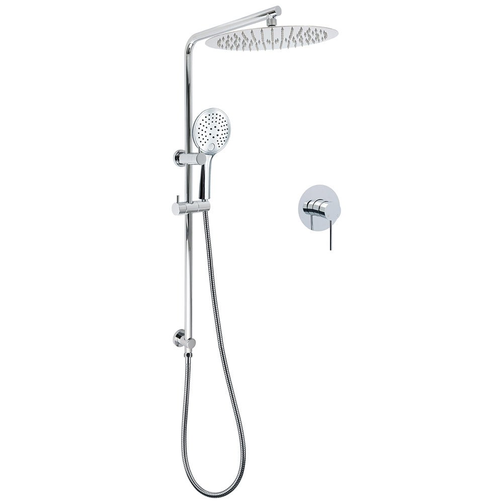 WELS Round Shower Head Handheld Sliding Rail Arm Chrome 12" Rainfall 2in1 Mixer Set - Furniture > Bathroom > Shower Heads & Screens - Rivercity House & Home Co. (ABN 18 642 972 209) - Affordable Modern Furniture Australia