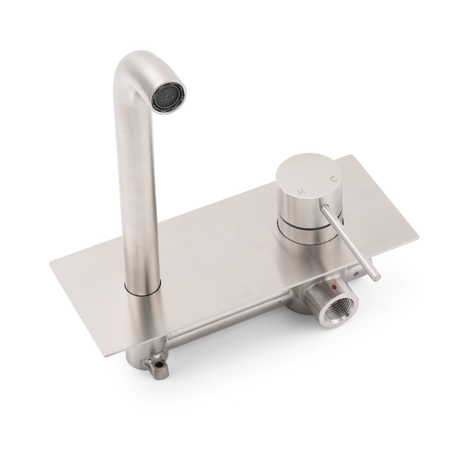 WELS Round Wall Mounted Basin Vanity Mixer Bath Tub Faucet Spout Brushed Nickel - Furniture > Bathroom > Shower Heads & Screens - Rivercity House & Home Co. (ABN 18 642 972 209) - Affordable Modern Furniture Australia