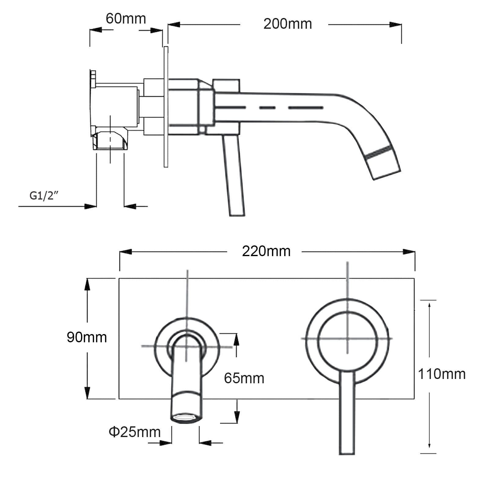 WELS Round Wall Mounted Basin Vanity Mixer Bath Tub Faucet Spout Brushed Nickel - Furniture > Bathroom > Shower Heads & Screens - Rivercity House & Home Co. (ABN 18 642 972 209) - Affordable Modern Furniture Australia