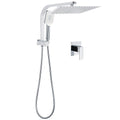 12" Square Chrome 2in1 Shower Set with 3 Mode Handheld, Diverter, Wall Arm & Mixer - Chrome
