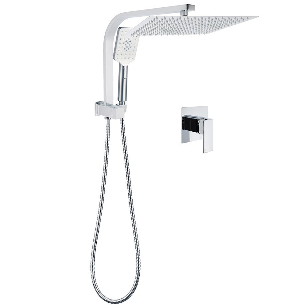 WELS Square Chrome 12" Shower Head 3 Mode Handheld Diverter Wall Arm 2in1 Set + Mixer - Furniture > Bathroom > Shower Heads & Screens - Rivercity House & Home Co. (ABN 18 642 972 209) - Affordable Modern Furniture Australia